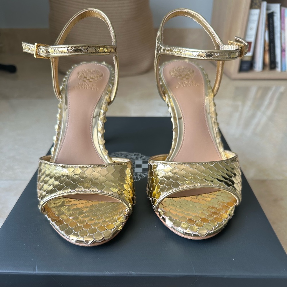 Vince Camuto Gold Strappy Heels